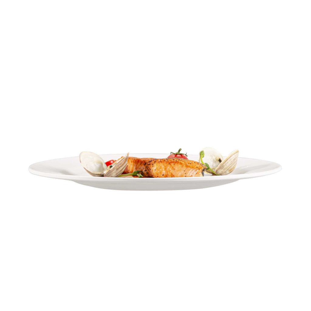 Voga Round White Melamine Extra Large Plate - Classic, Rimmed - 12" x 12" x 3/4" - 10 count box