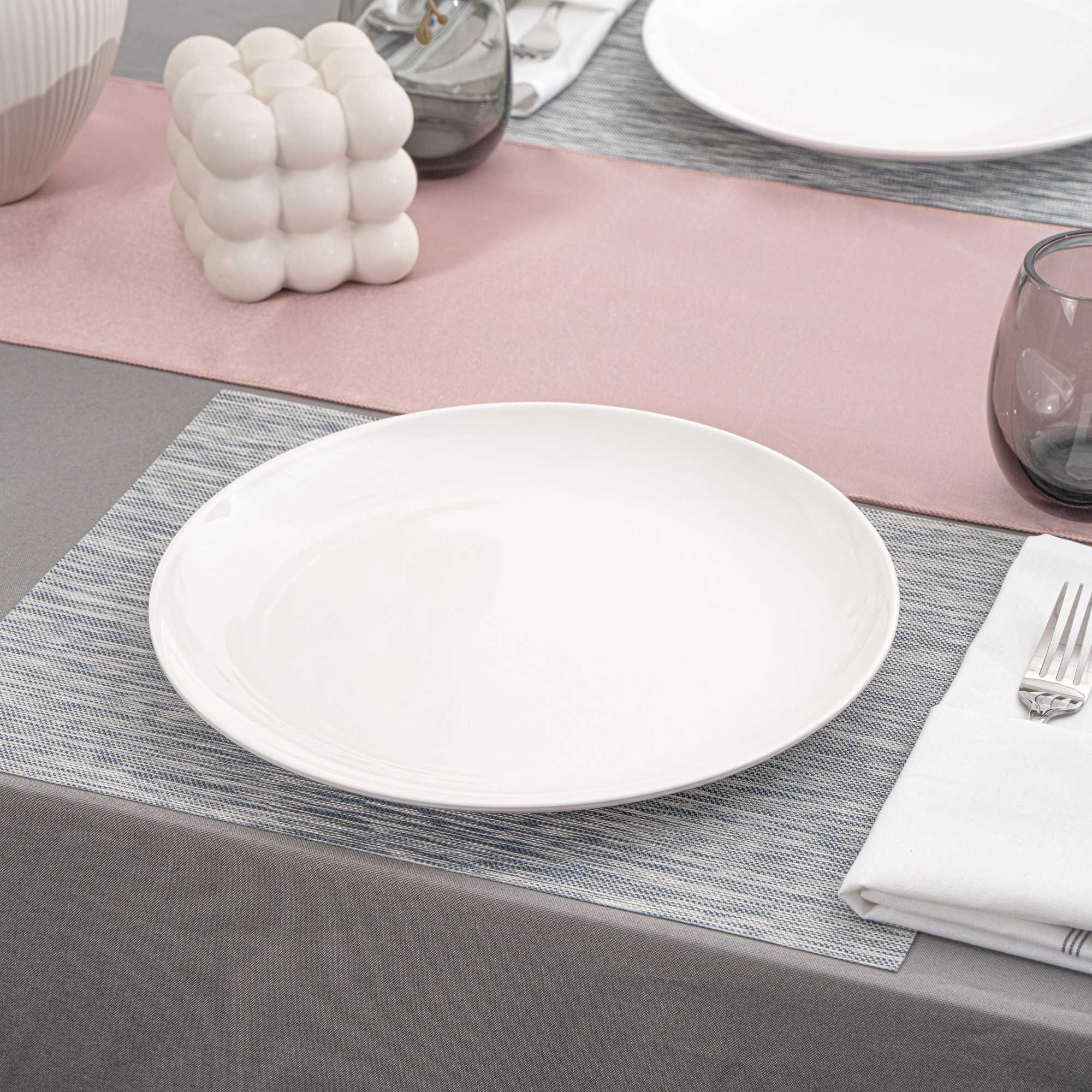 Voga Round White Melamine Extra Large Plate - Classic, Rimless - 12" x 12" x 1 1/4" - 10 count box