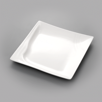Voga Square White Melamine Medium Plate - Flare - 10" x 10" x 3/4" - 10 count box