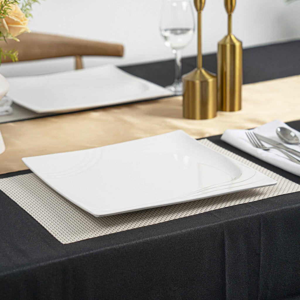Voga Square White Melamine Large Plate - Flare - 12" x 12" x 1" - 10 count box