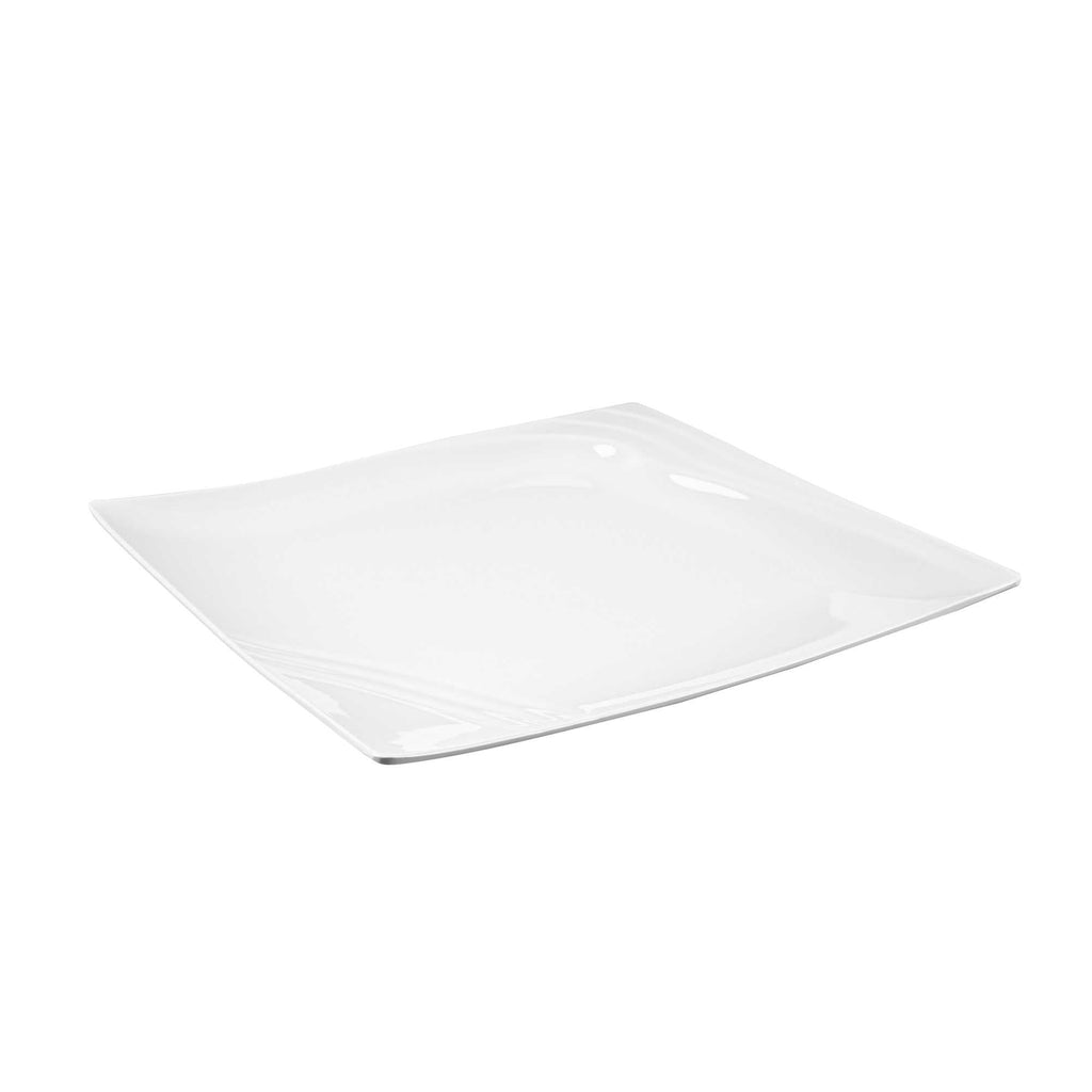 Voga Square White Melamine Extra Large Plate - Flare - 14" x 14" x 1 1/4" - 10 count box