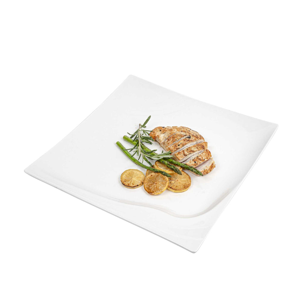 Voga Square White Melamine Extra Large Plate - Flare - 14" x 14" x 1 1/4" - 10 count box