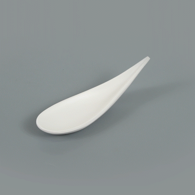 Voga Teardrop White Melamine Tasting Spoon - Japonais, Moderna - 4 1/4" x 1 3/4" x 1 3/4" - 10 count box