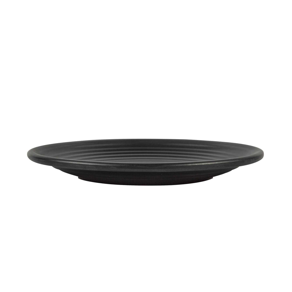 Voga Round Black Melamine Small Plate - Japonais, Black Stone - 8" x 8" x 1" - 10 count box