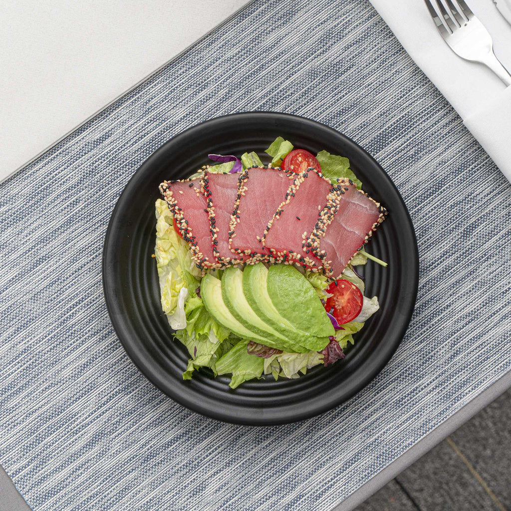 Voga Round Black Melamine Small Plate - Japonais, Black Stone - 8" x 8" x 1" - 10 count box