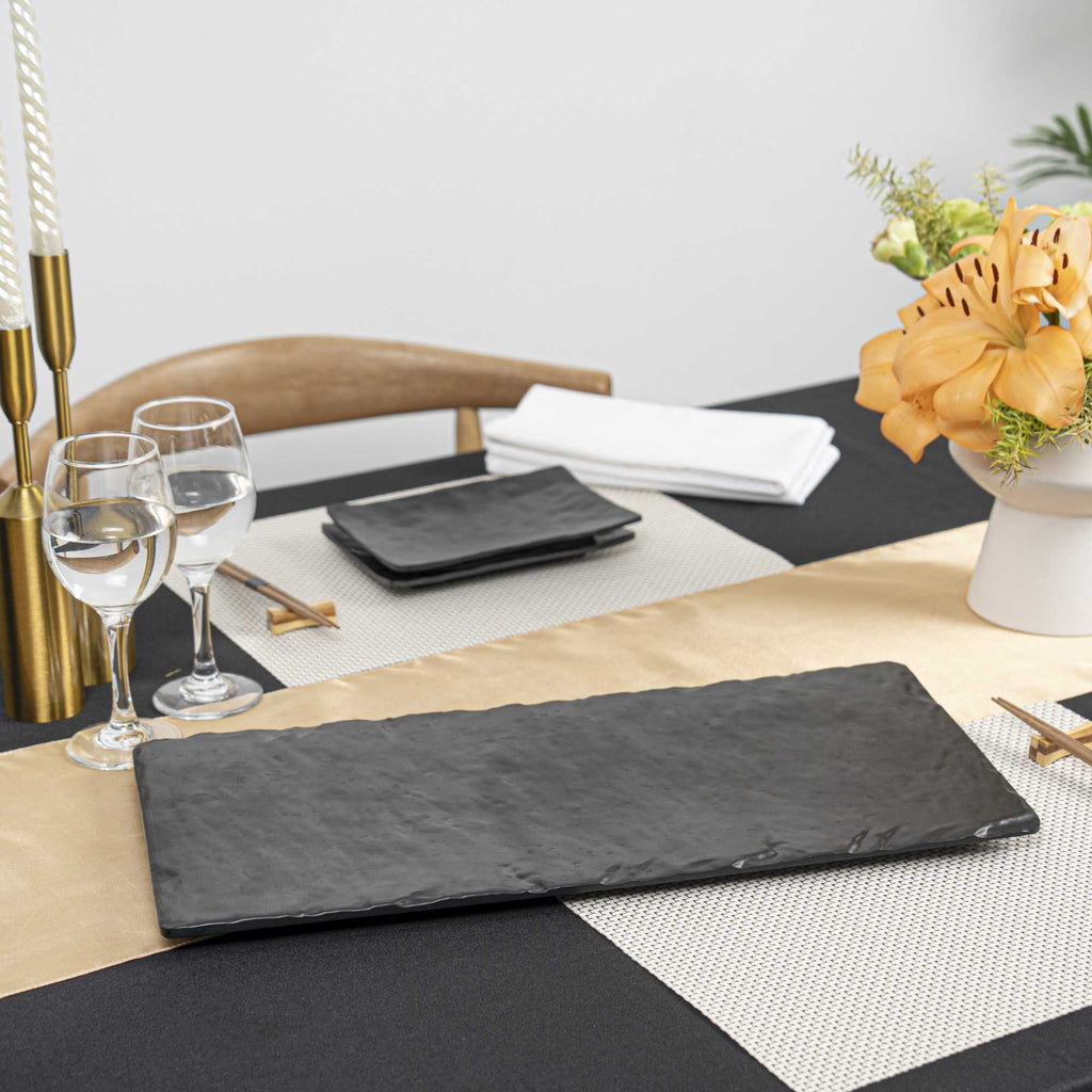 Voga Rectangle Black Melamine Plate - Japonais, Slate - 10" x 20" x 3/4" - 4 count box