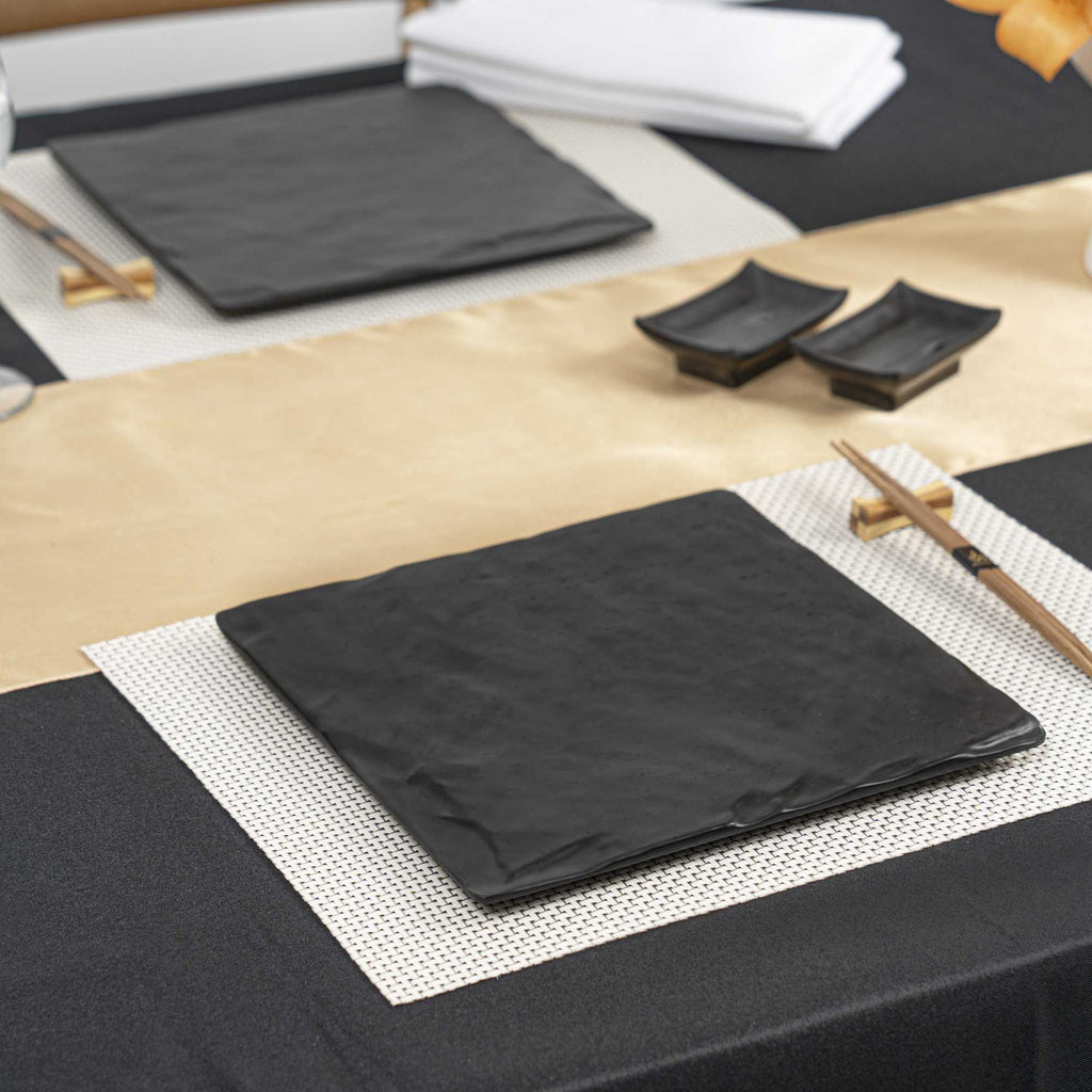 Voga Square Black Melamine Plate - Japonais, Slate - 10" x 10" x 3/4" - 4 count box