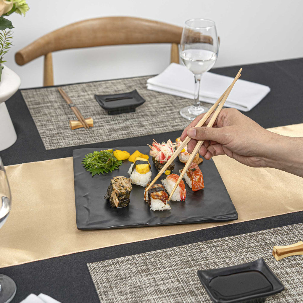 Voga Square Black Melamine Plate - Japonais, Slate - 10" x 10" x 3/4" - 4 count box