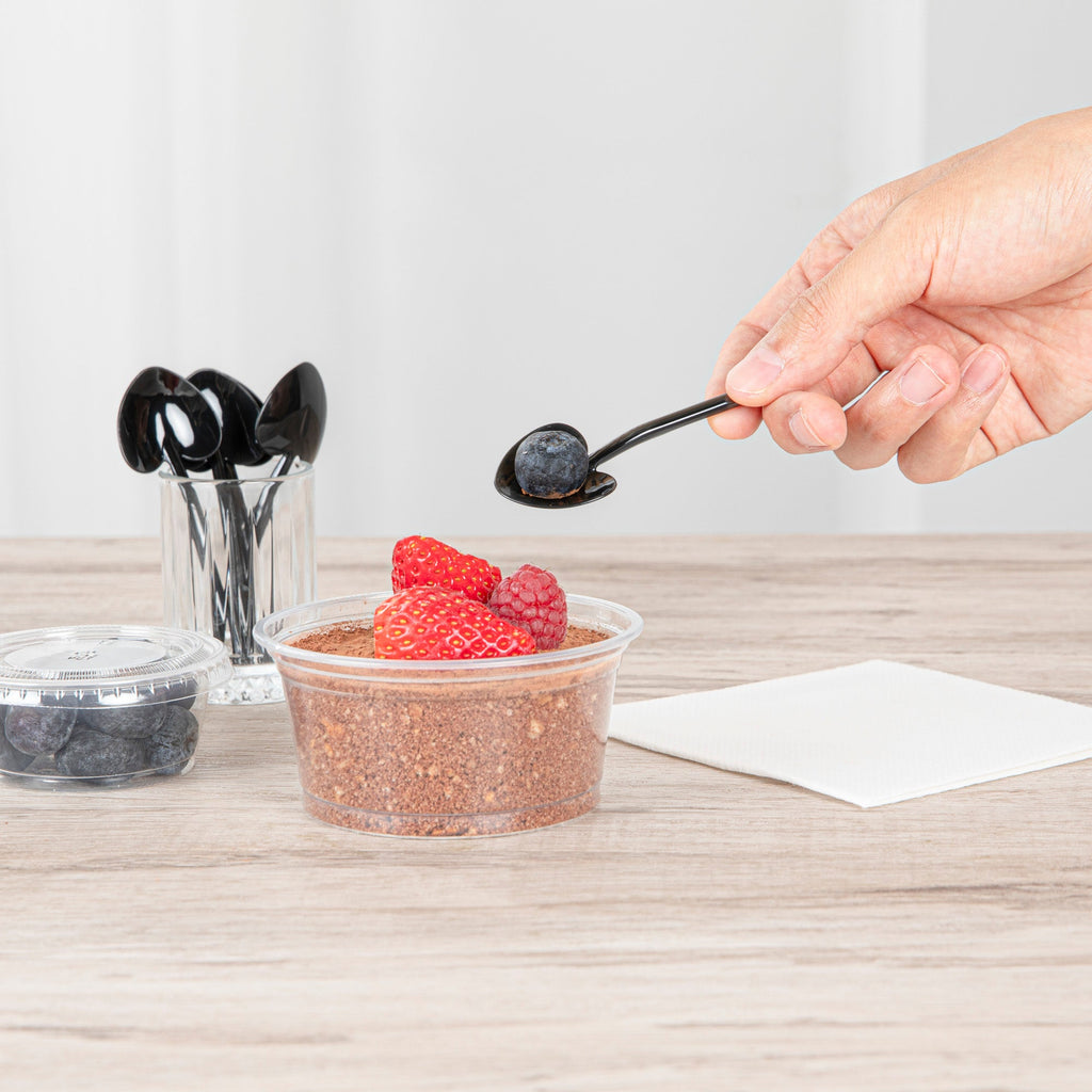 Coppetta Black Plastic Love Shovel Spoon - 3 1/2" x 1 1/4" - 500 count box