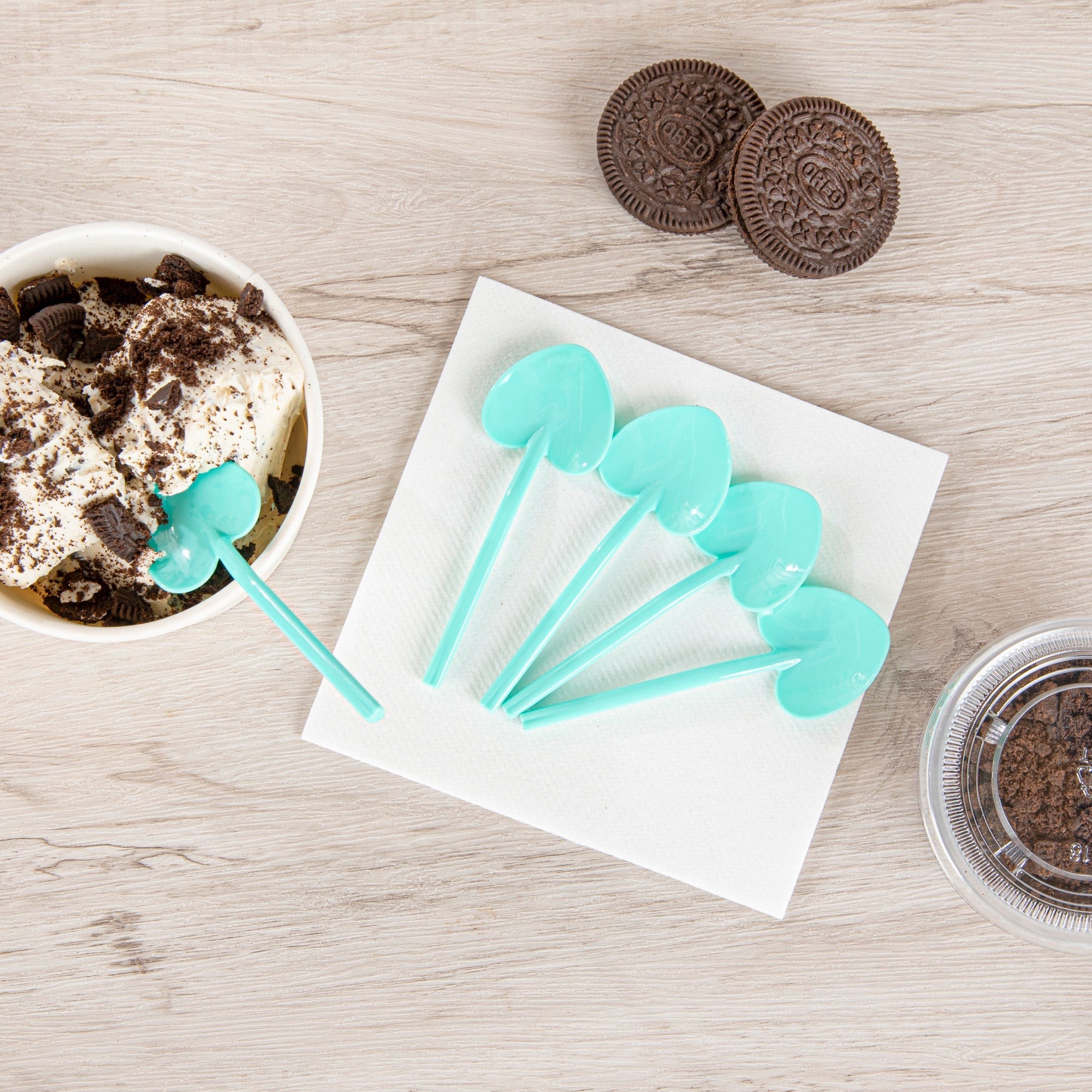 Coppetta Teal Plastic Love Shovel Spoon - 3 1/2" x 1 1/4" - 500 count box