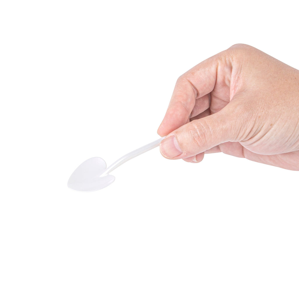 Coppetta Pearl White Plastic Love Shovel Spoon - 3 1/2" x 1 1/4" - 500 count box