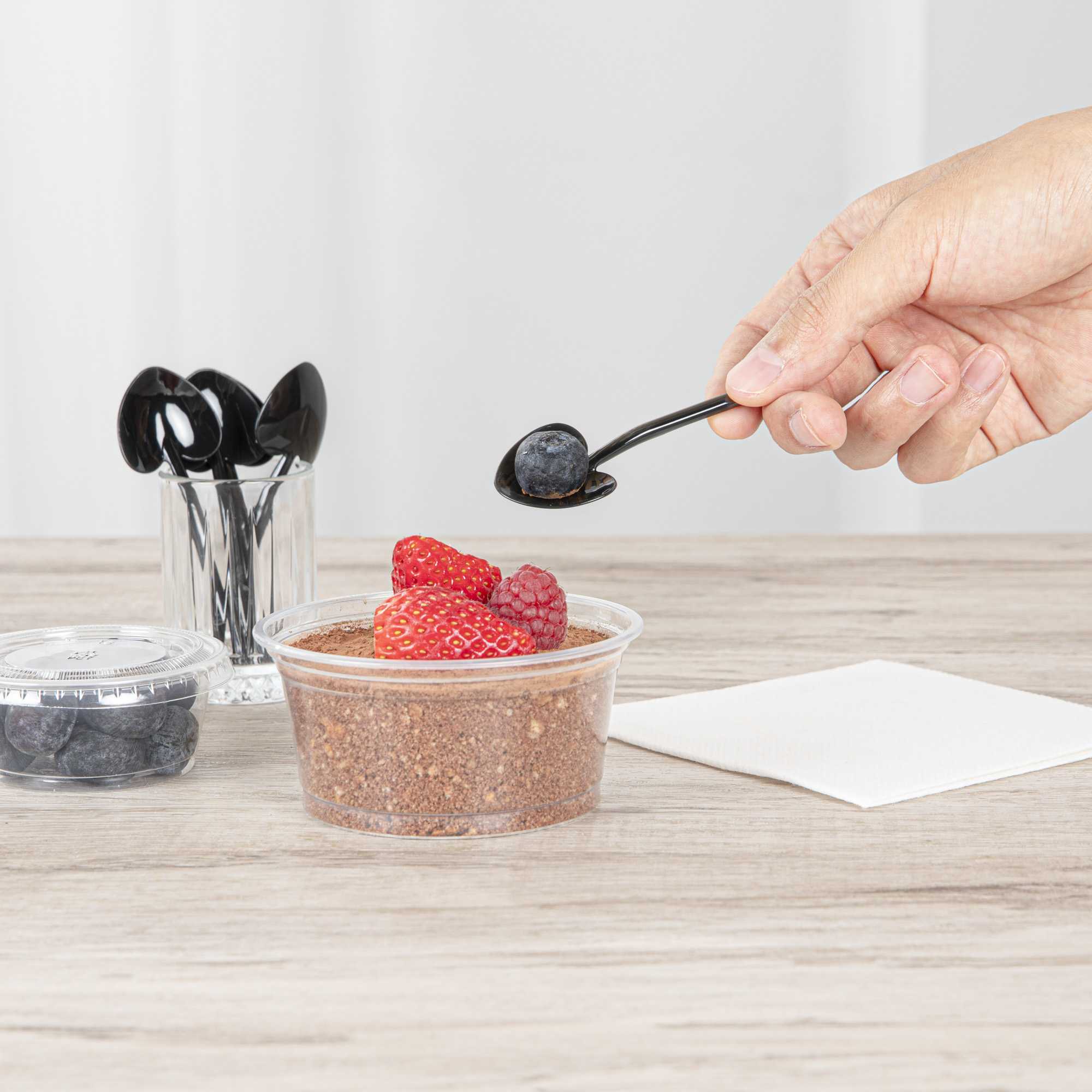 Coppetta Black Plastic Love Shovel Spoon - 3 1/2" x 1 1/4" - 100 count box
