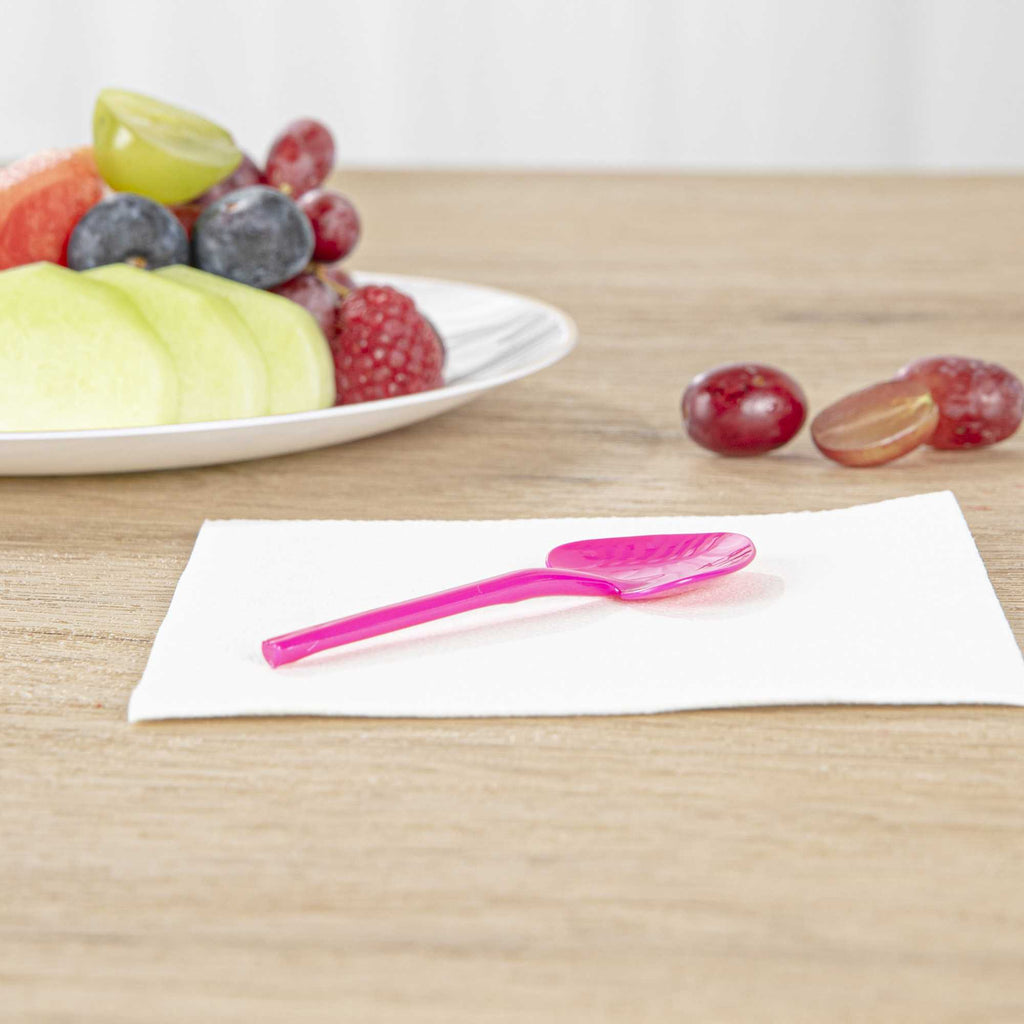 Coppetta Magenta Plastic Love Shovel Spoon - 3 1/2" x 1 1/4" - 100 count box
