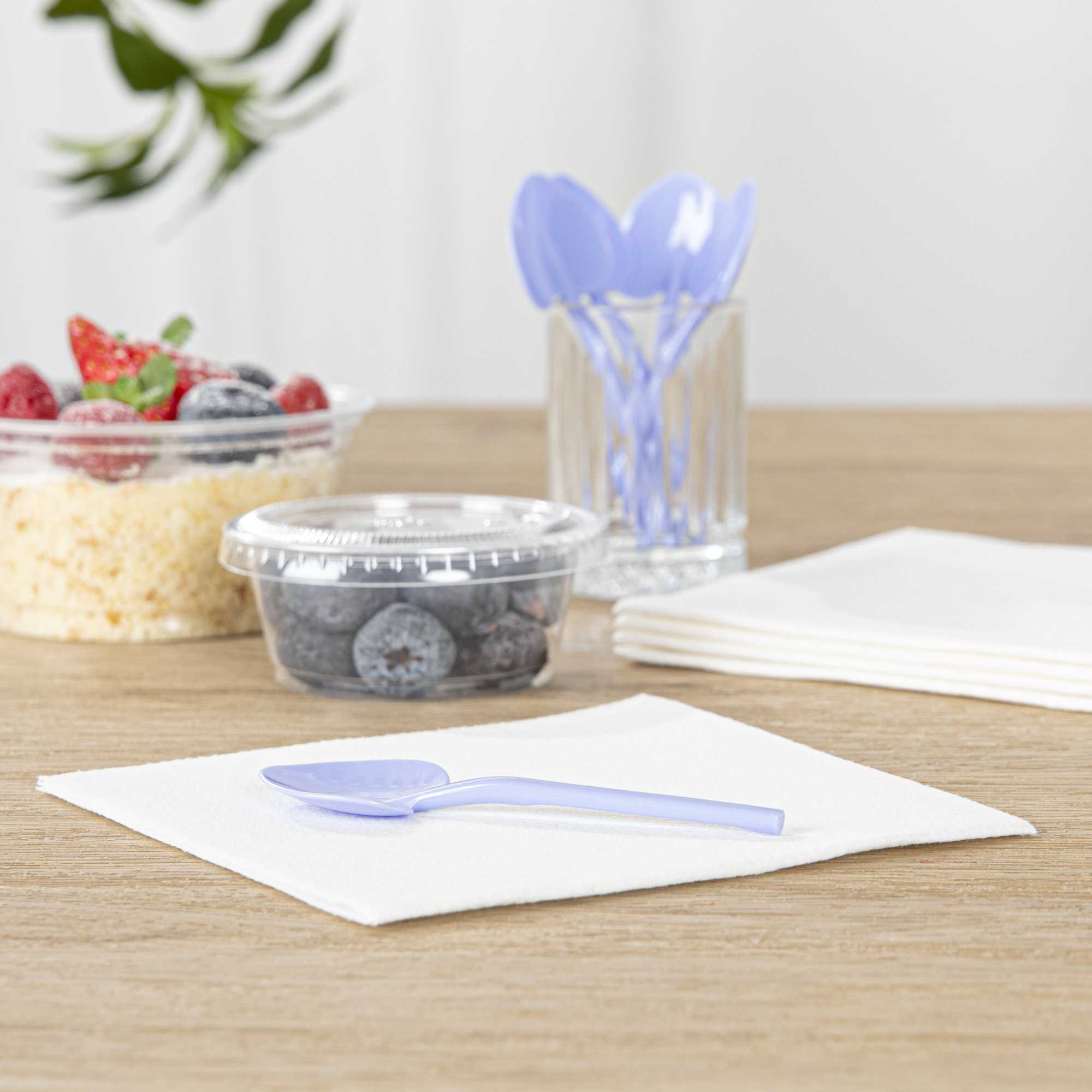 Coppetta Periwinkle Plastic Love Shovel Spoon - 3 1/2" x 1 1/4" - 100 count box