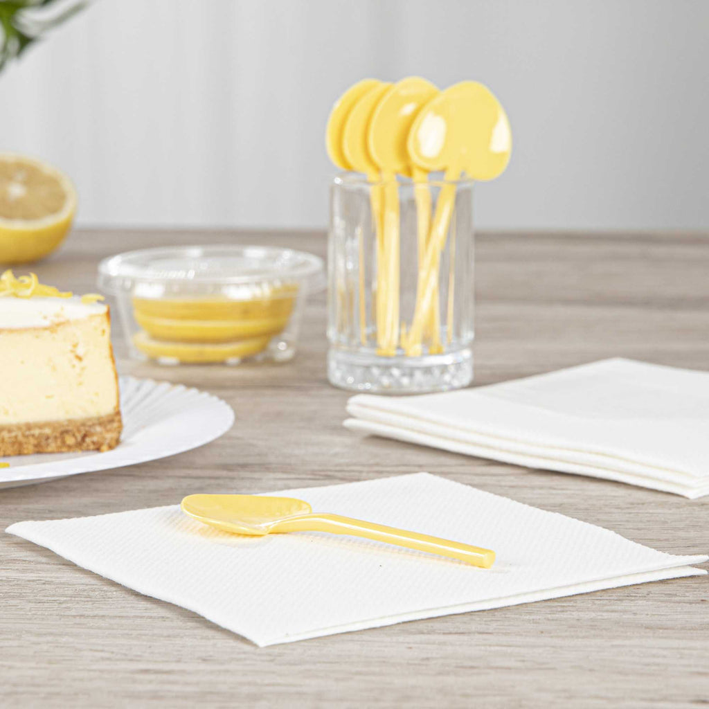 Coppetta Baby Yellow Plastic Love Shovel Spoon - 3 1/2" x 1 1/4" - 100 count box