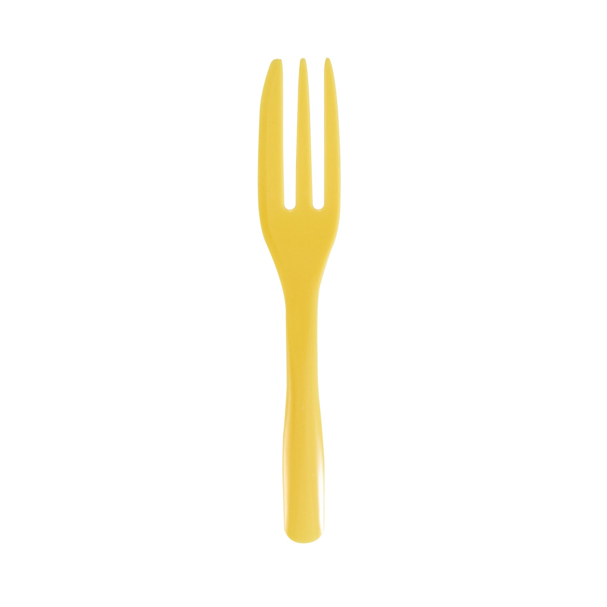 Coppetta Baby Yellow Plastic Cake Fork with Knife Edge - 4" x 3/4" - 500 count box