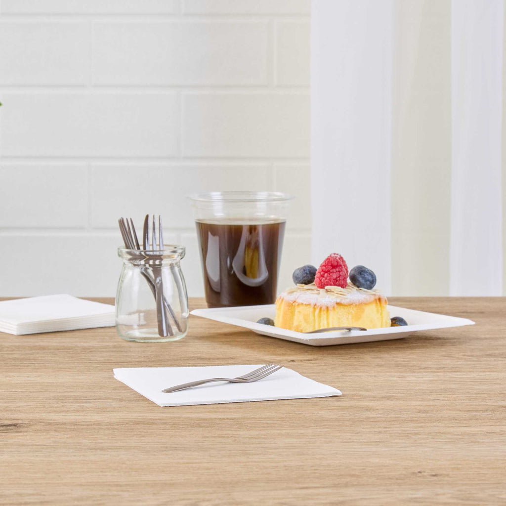 Coppetta Fashion Gray Plastic Cake Fork with Knife Edge - 4" x 3/4" - 100 count box
