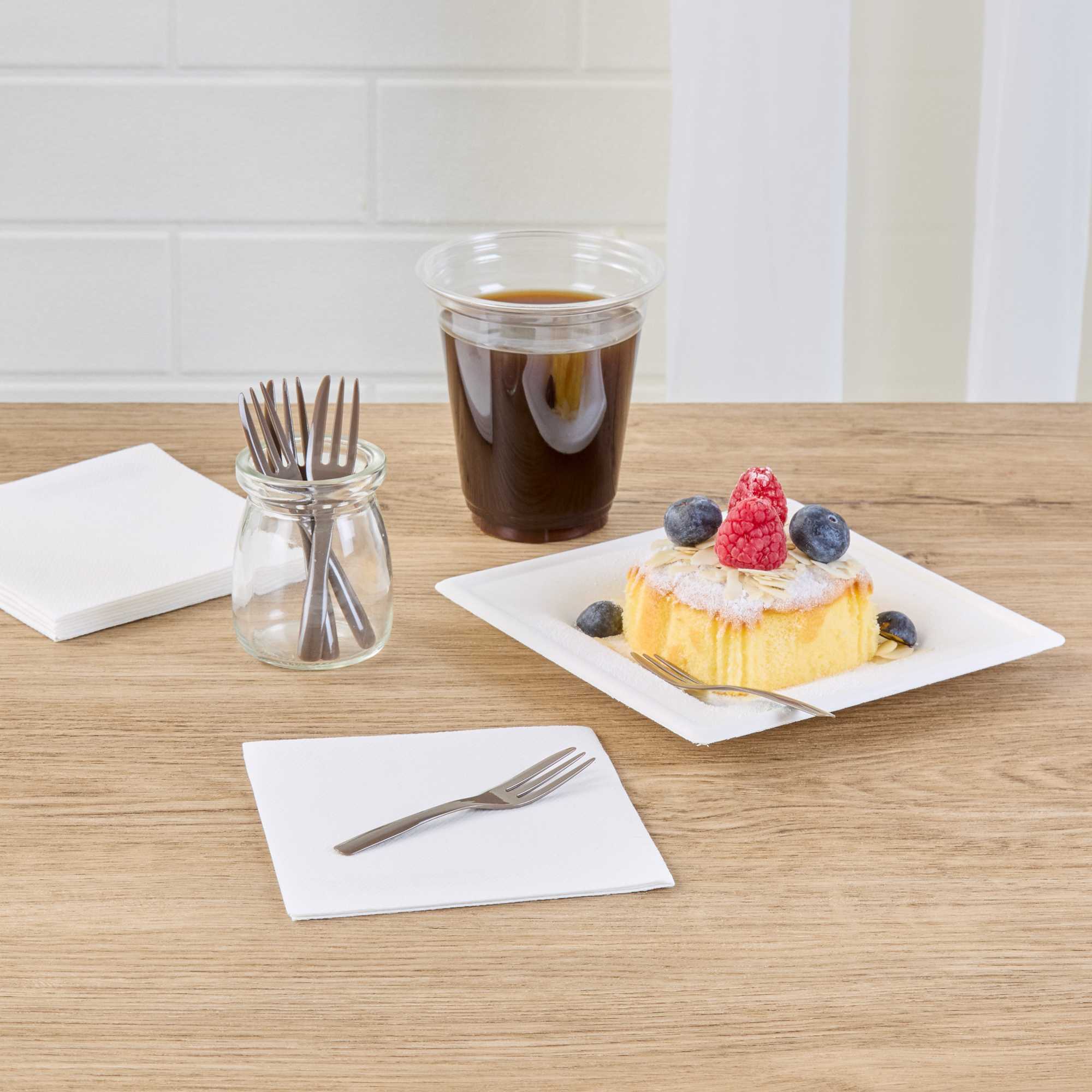 Coppetta Fashion Gray Plastic Cake Fork with Knife Edge - 4" x 3/4" - 100 count box