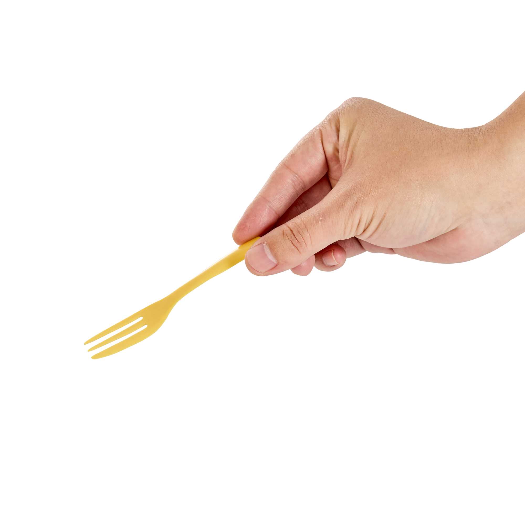 Coppetta Baby Yellow Plastic Cake Fork with Knife Edge - 4" x 3/4" - 100 count box