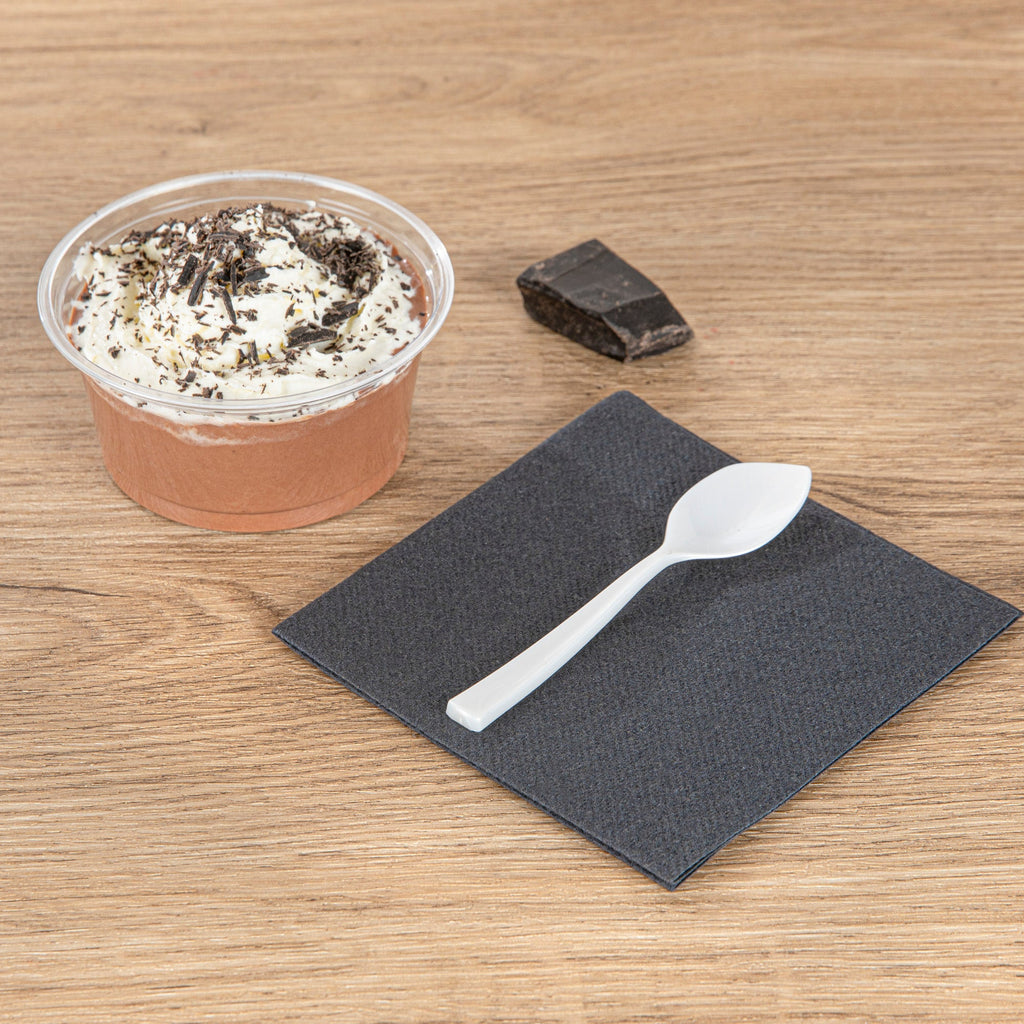 Coppetta Pearl White Plastic Petal Spoon - 4 1/2" x 1" - 500 count box
