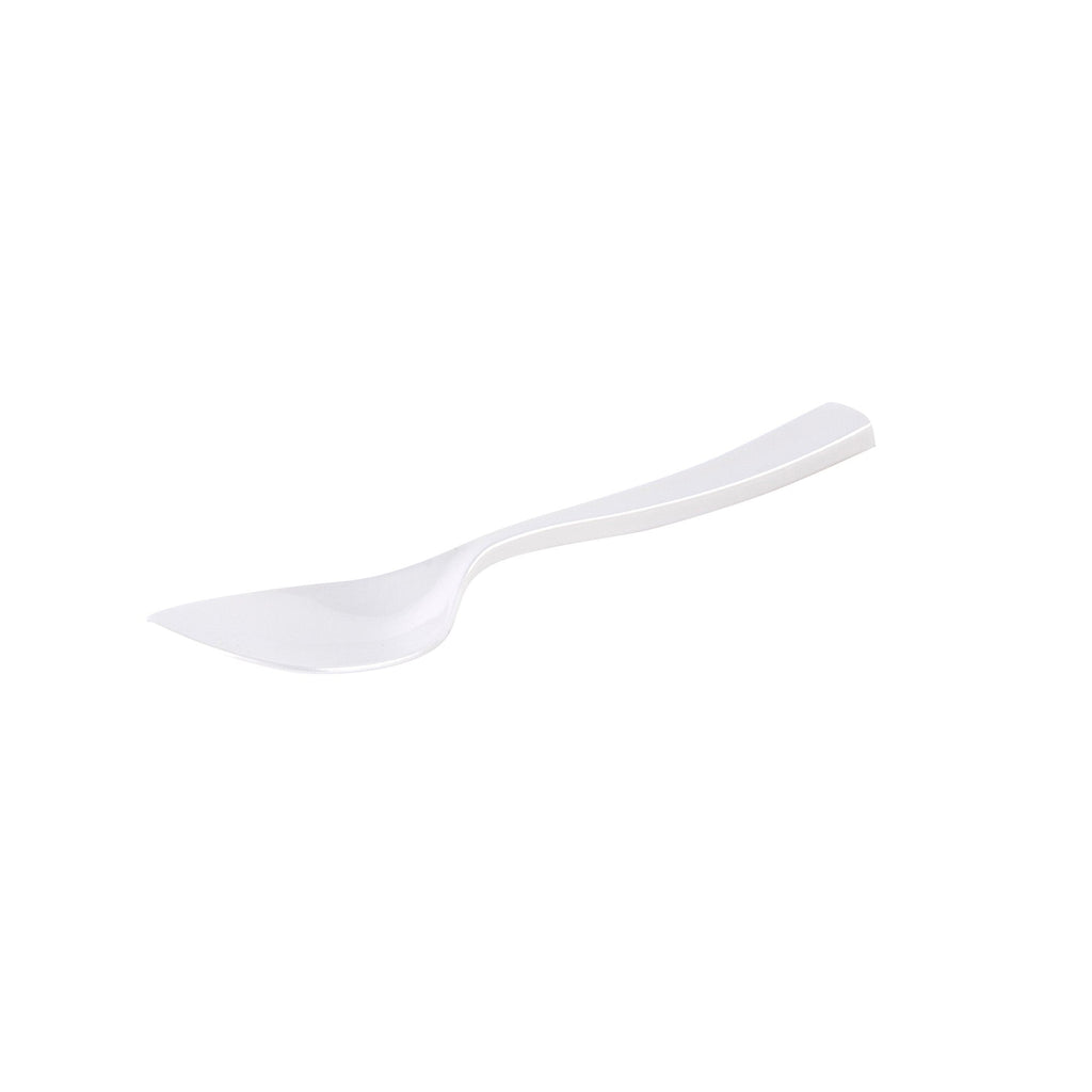 Coppetta Pearl White Plastic Petal Spoon - 4 1/2" x 1" - 500 count box