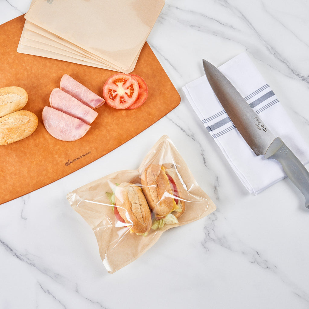 Bag Tek Kraft Plastic Medium Sandwich and Snack Bag - Heat Sealable - 8 3/4" x 6 1/2" - 100 count box