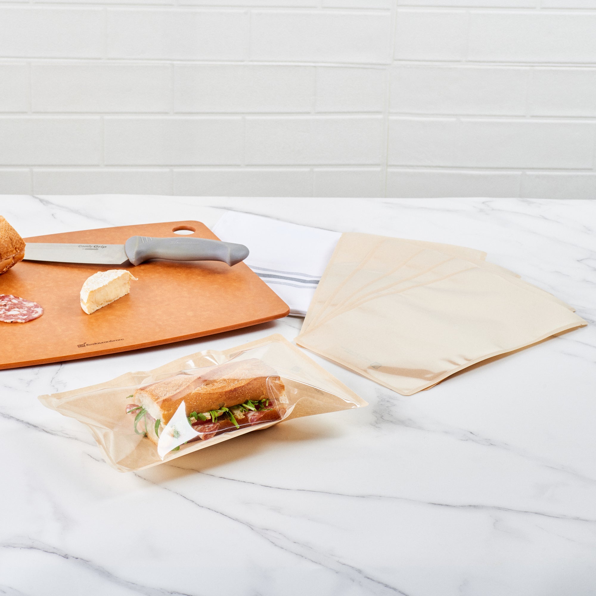 Bag Tek Kraft Plastic Large Sandwich and Snack Bag - Heat Sealable - 11 1/2" x 6 3/4" - 100 count box
