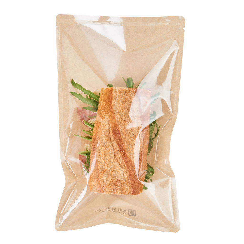 Bag Tek Kraft Plastic Large Sandwich and Snack Bag - Heat Sealable - 11 1/2" x 6 3/4" - 100 count box