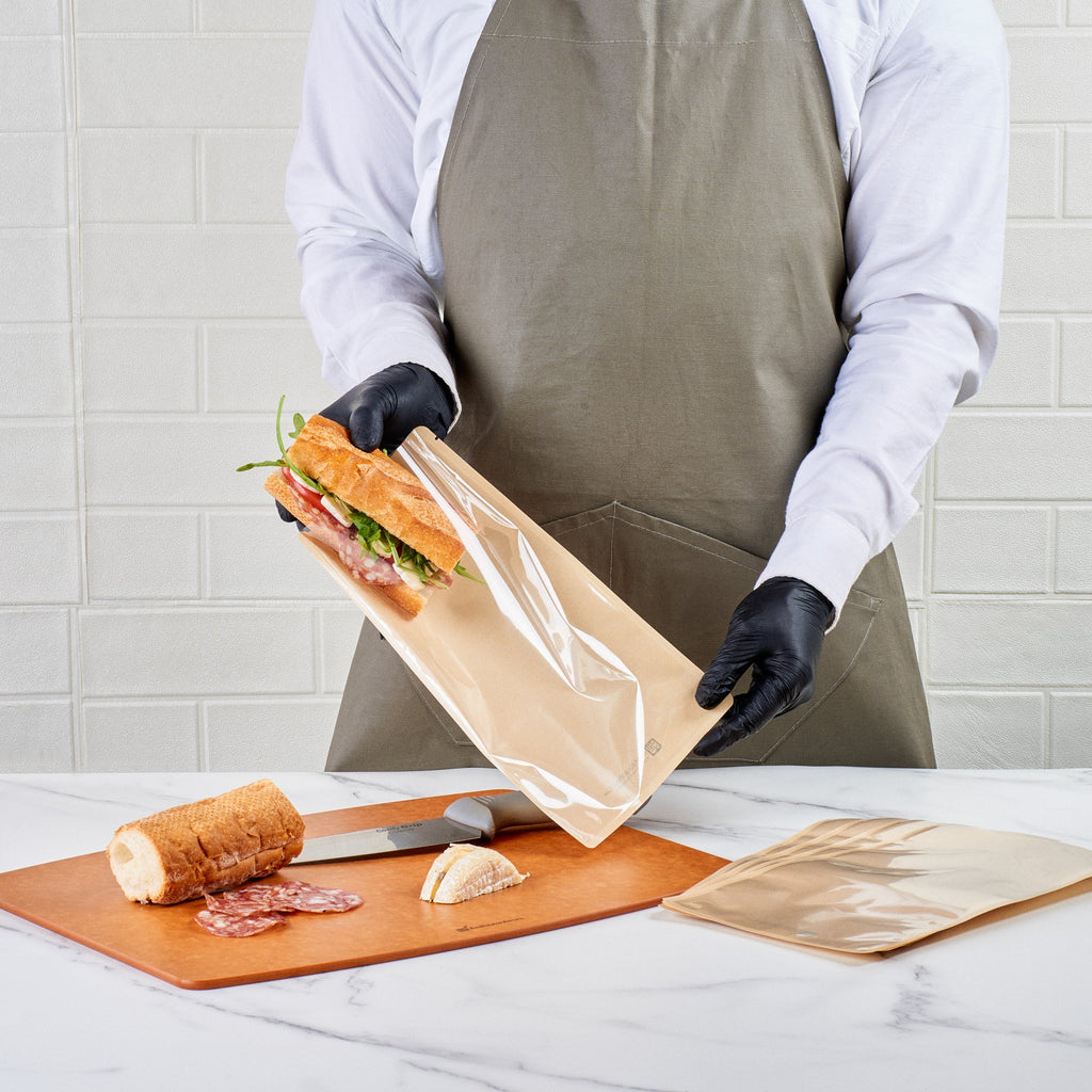 Bag Tek Kraft Plastic Large Sandwich and Snack Bag - Heat Sealable - 11 1/2" x 6 3/4" - 100 count box