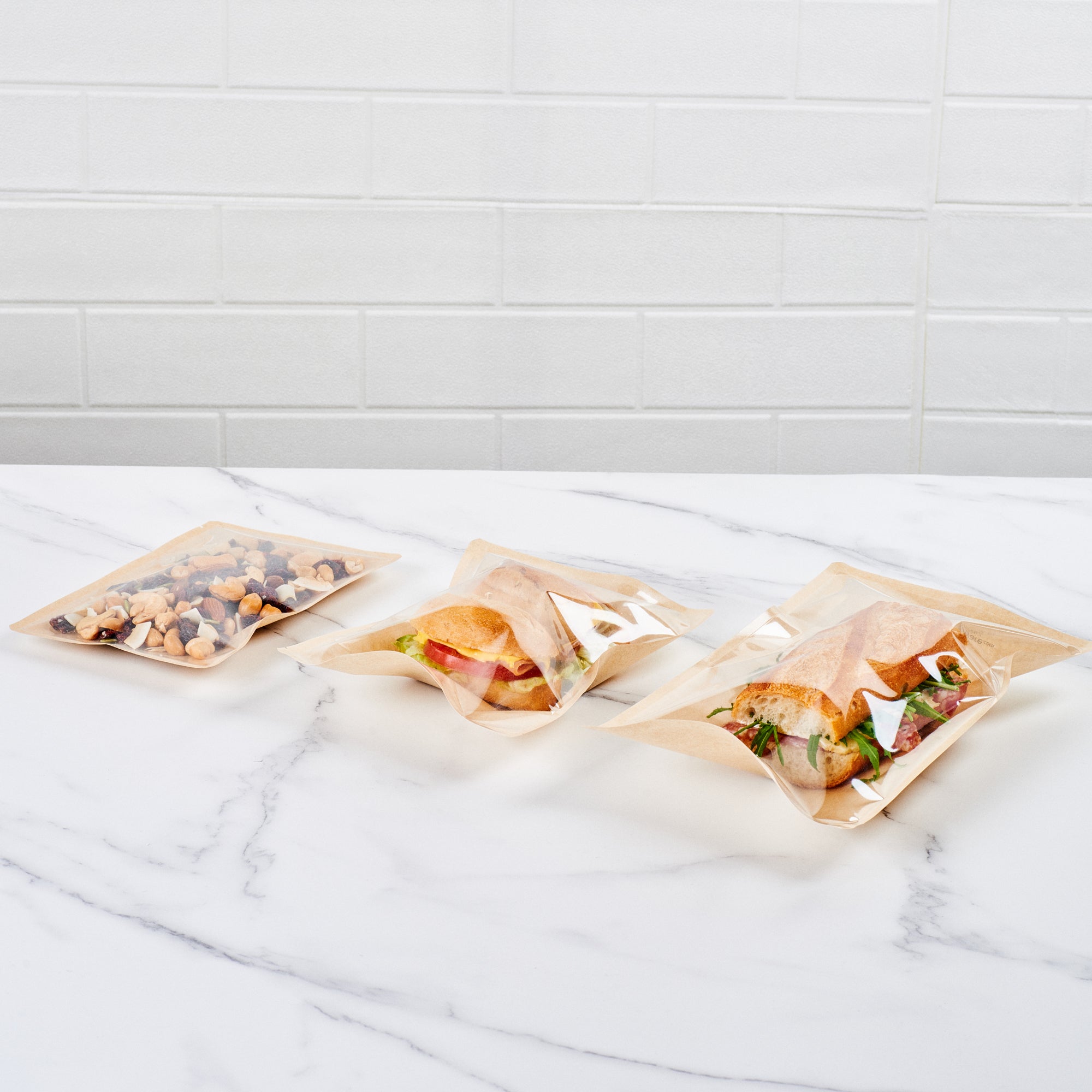 Bag Tek Kraft Plastic Large Sandwich and Snack Bag - Heat Sealable - 11 1/2" x 6 3/4" - 100 count box