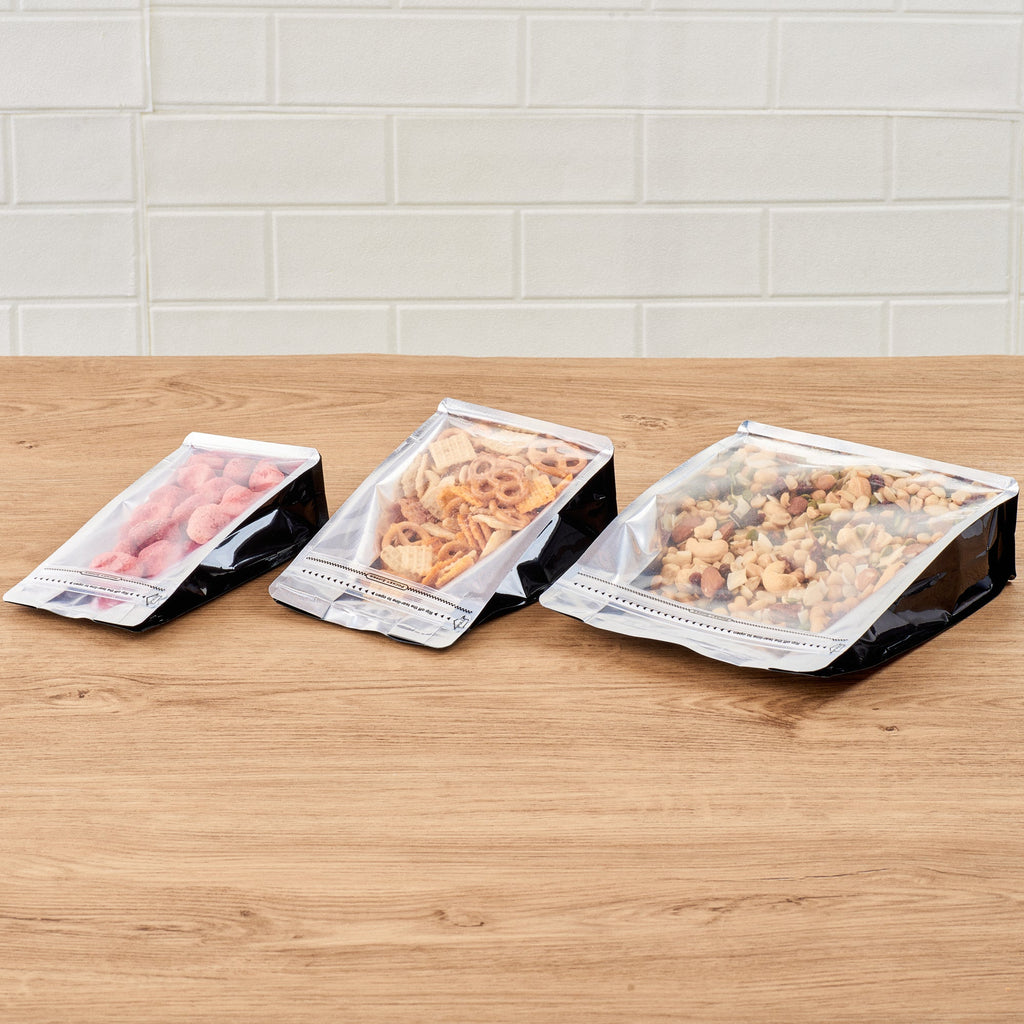 Bag Tek Black Plastic Medium Snack Bag - Double Seal, Rip Lock, Heat Sealable - 8" x 5" x 3 1/4" - 100 count box