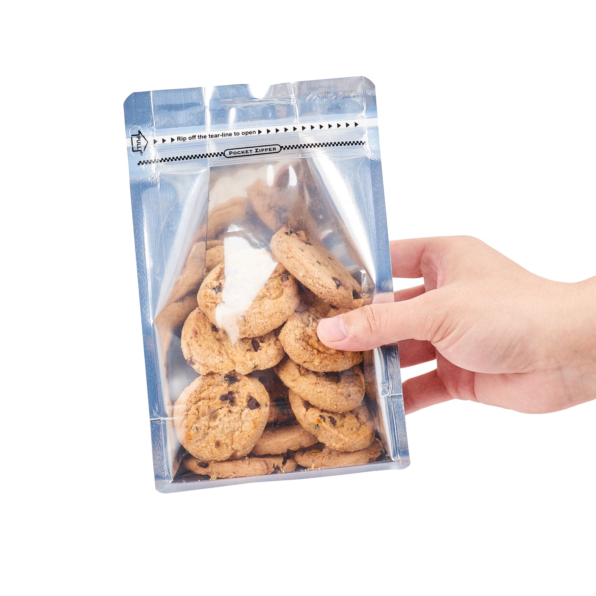 Bag Tek White Plastic Medium Snack Bag - Double Seal, Rip Lock, Heat Sealable - 8" x 5" x 3 1/4" - 100 count box