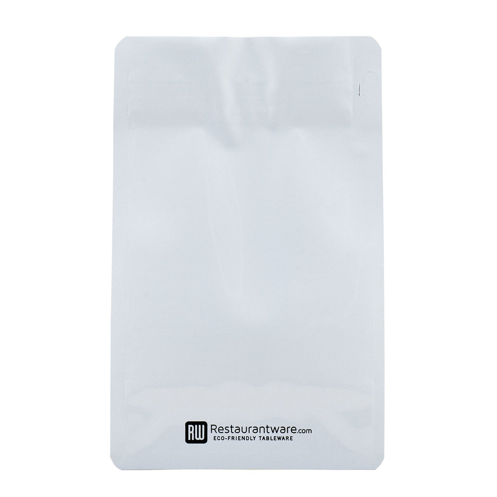 Bag Tek White Plastic Medium Snack Bag - Double Seal, Rip Lock, Heat Sealable - 8" x 5" x 3 1/4" - 100 count box