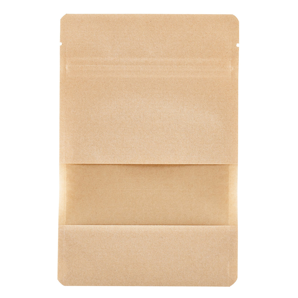 Bag Tek Kraft Plastic Small Window Bag - Heat Sealable - 7" x 4 3/4" x 1 1/2" - 100 count box