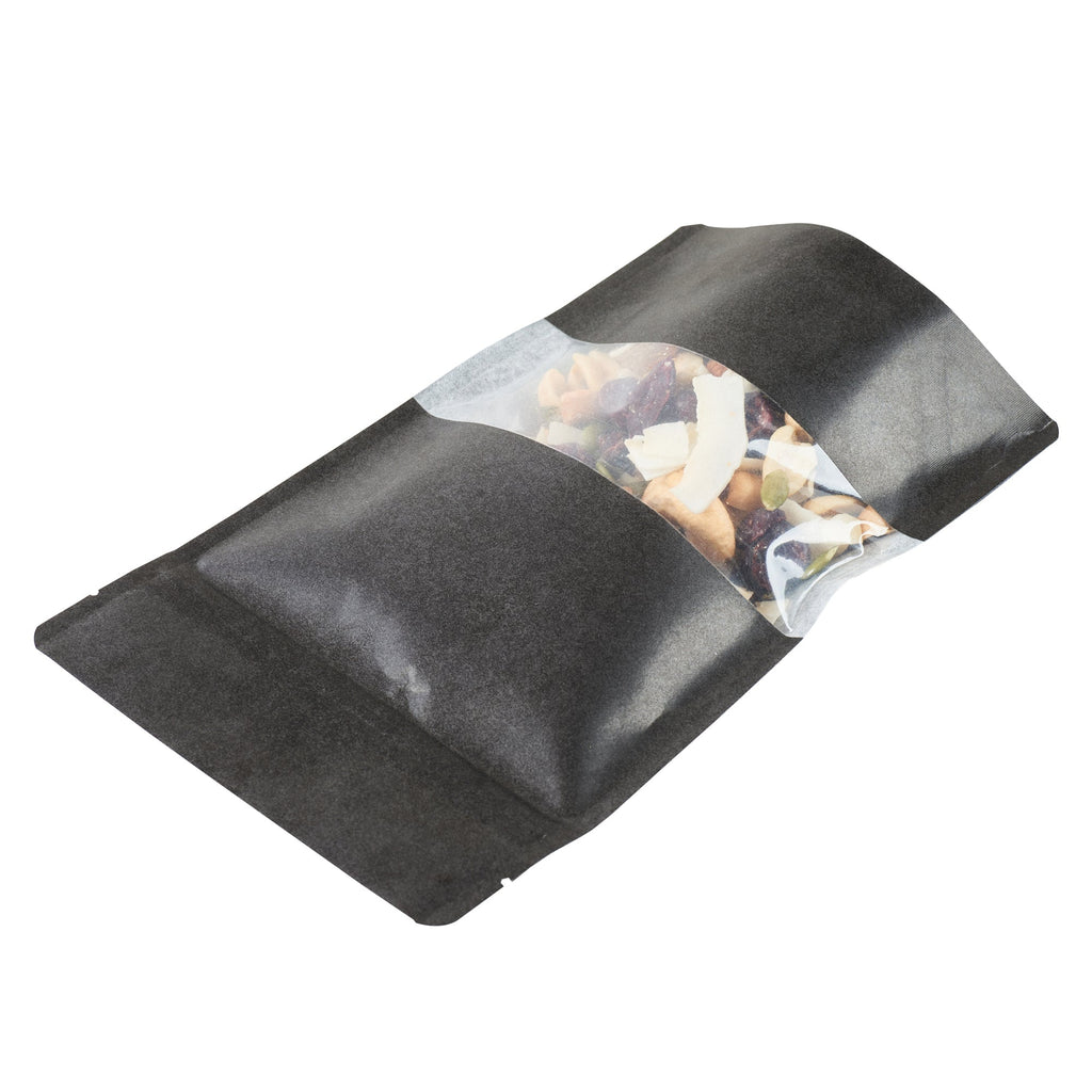 Bag Tek Black Plastic Medium Window Bag - Heat Sealable - 8" x 5" x 1 3/4" - 100 count box