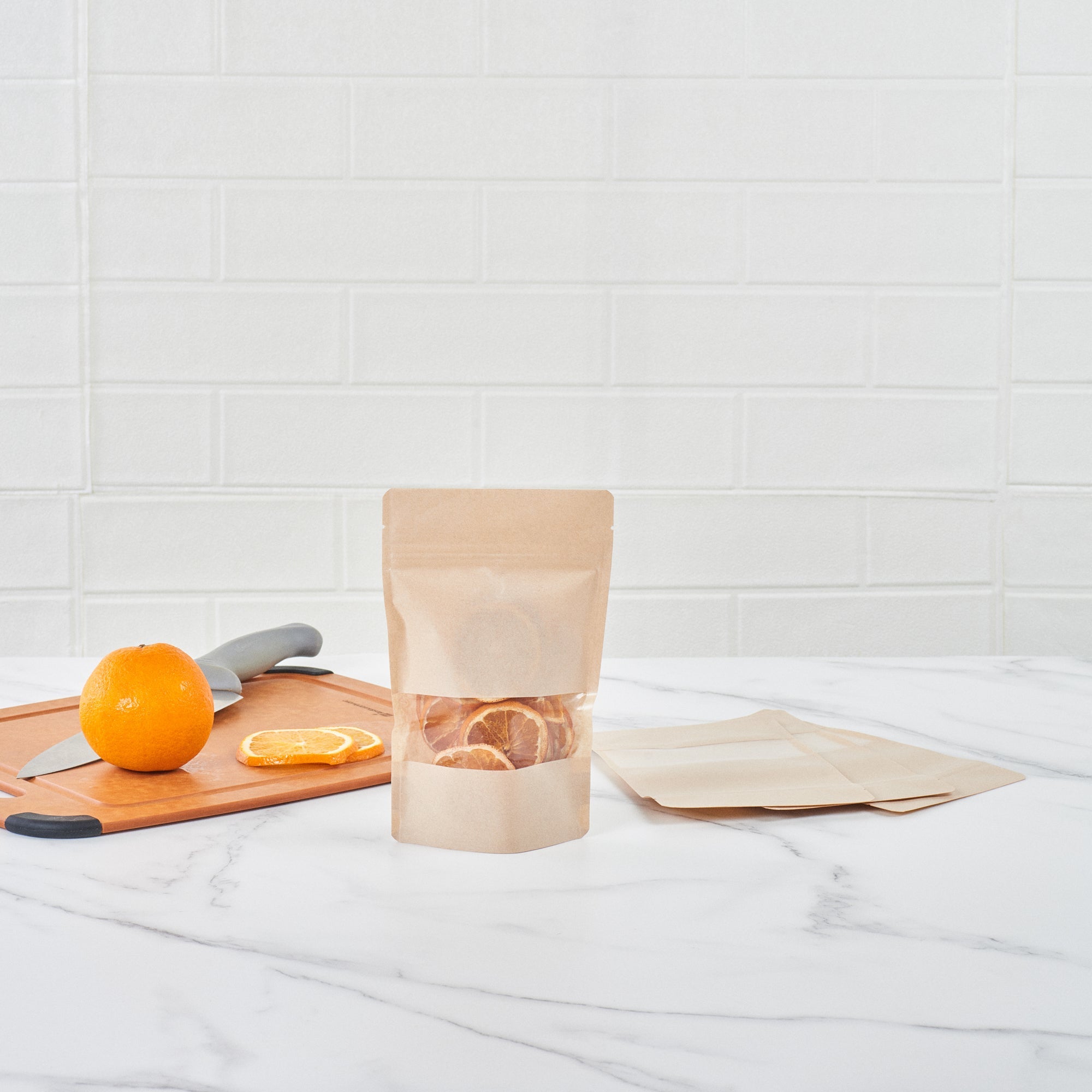 Bag Tek Kraft Plastic Medium Window Bag - Heat Sealable - 8" x 5" x 1 3/4" - 100 count box