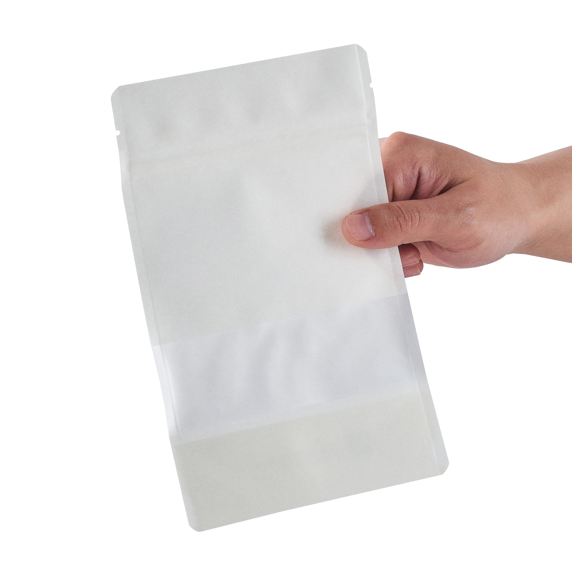 Bag Tek White Plastic Medium Window Bag - Heat Sealable - 8" x 5" x 1 3/4" - 100 count box