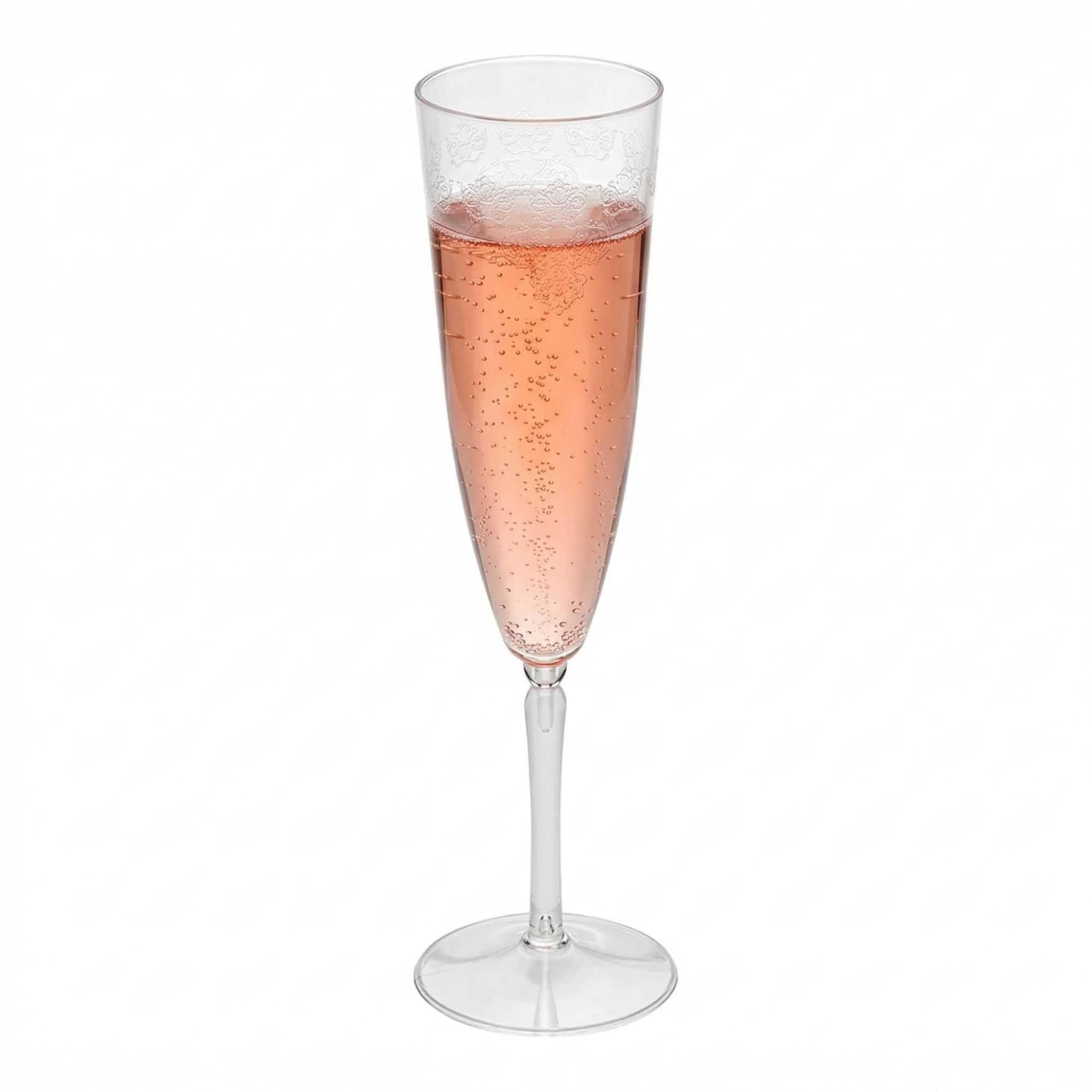 Bev Tek 4 oz Clear Plastic Wedding Champagne Flute - 1-Piece - 2 1/4" x 2 1/4" x 7 1/2" - 100 count box