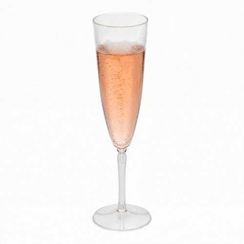 Bev Tek 4 oz Clear Plastic Wedding Champagne Flute - 1-Piece - 7 1/2" x 2 1/4" x 2 1/4" - 20 count box
