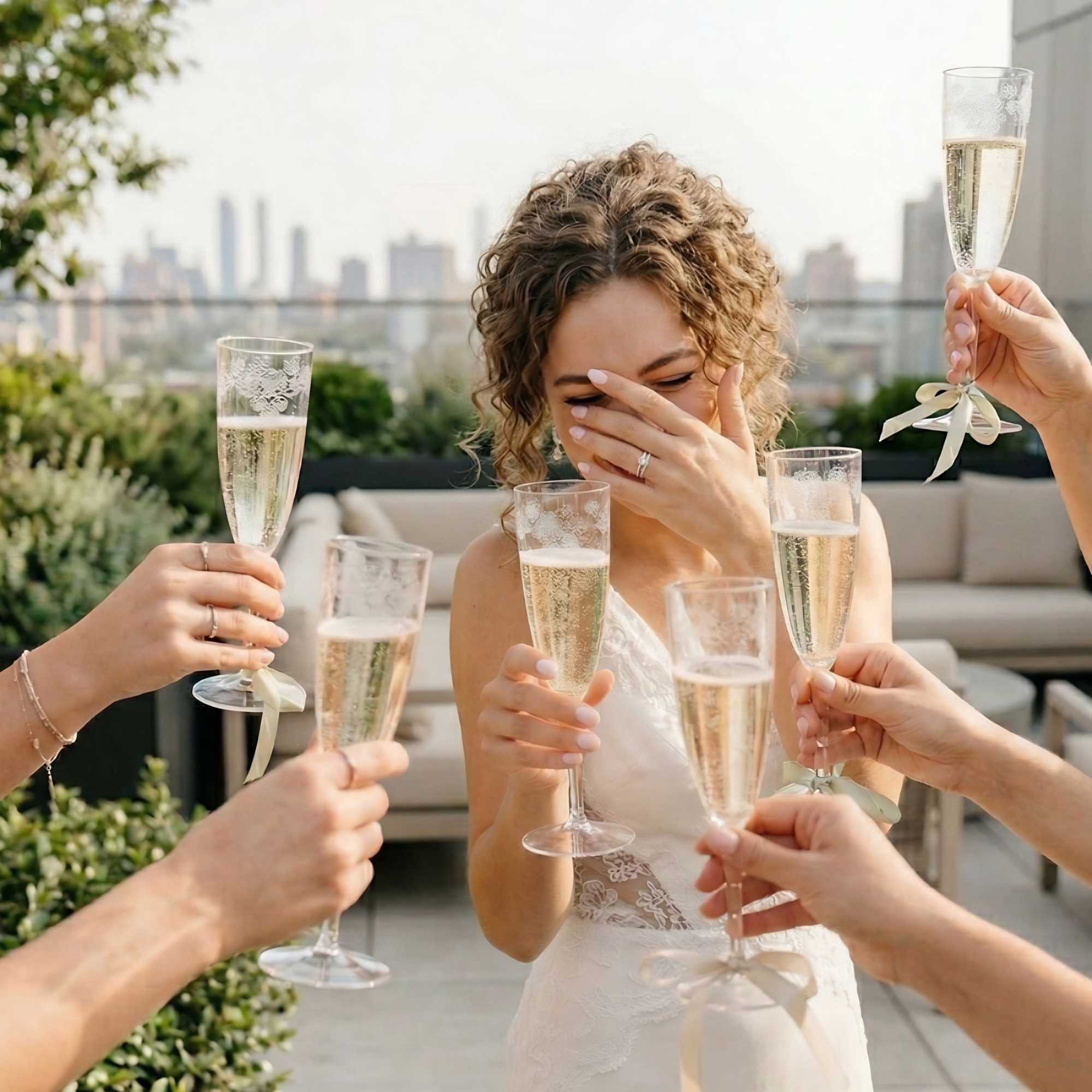 Bev Tek 4 oz Clear Plastic Wedding Champagne Flute - 1-Piece - 2 1/4" x 2 1/4" x 7 1/2" - 100 count box