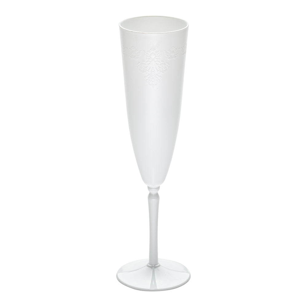 Bev Tek 4 oz White Plastic Wedding Champagne Flute - 1-Piece - 2 1/4" x 2 1/4" x 7 1/2" - 100 count box