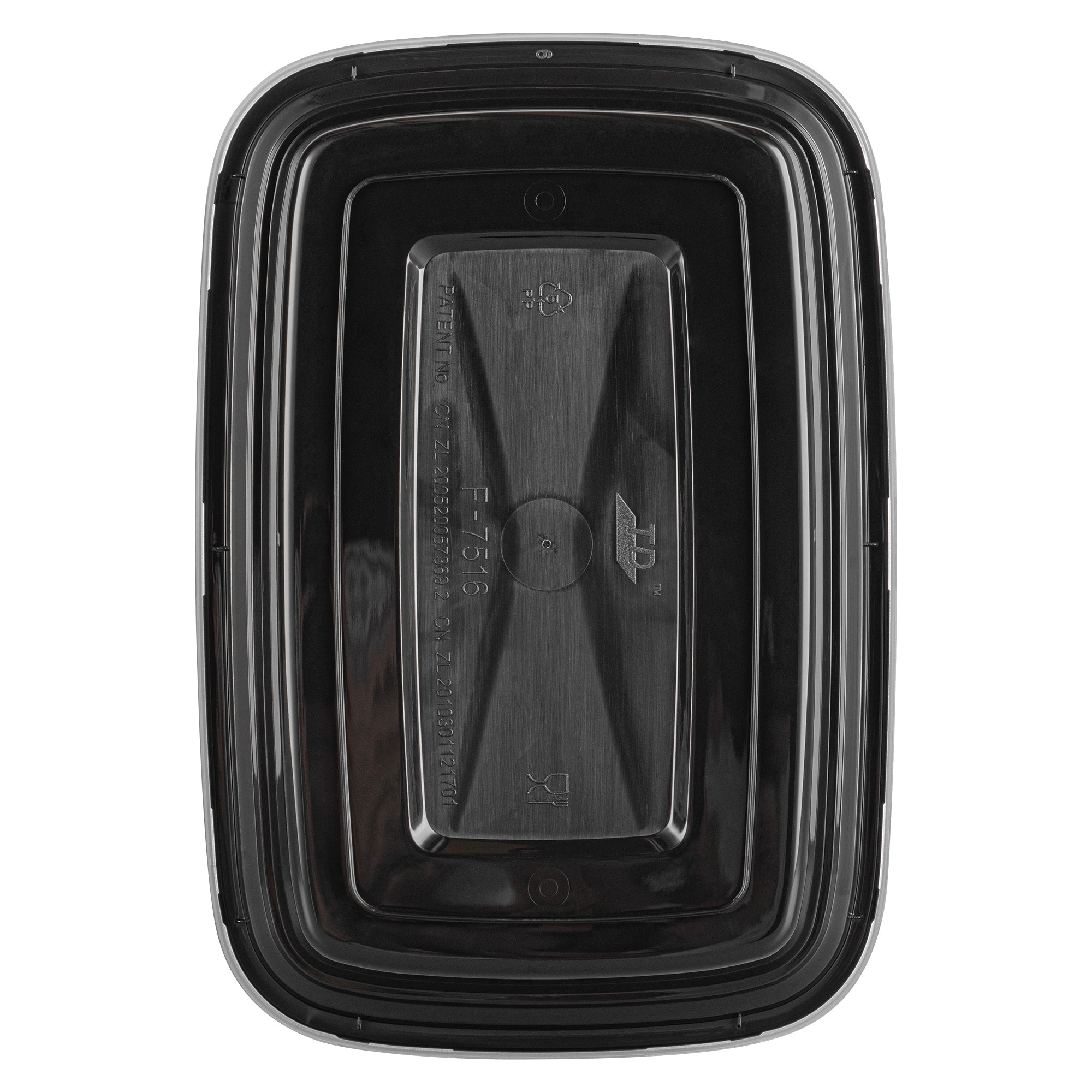 Asporto 16 oz Rectangle Black Plastic To Go Box - with Clear Lid, Microwavable - 7 3/4" x 5 1/2" x 1 1/2" - 100 count box