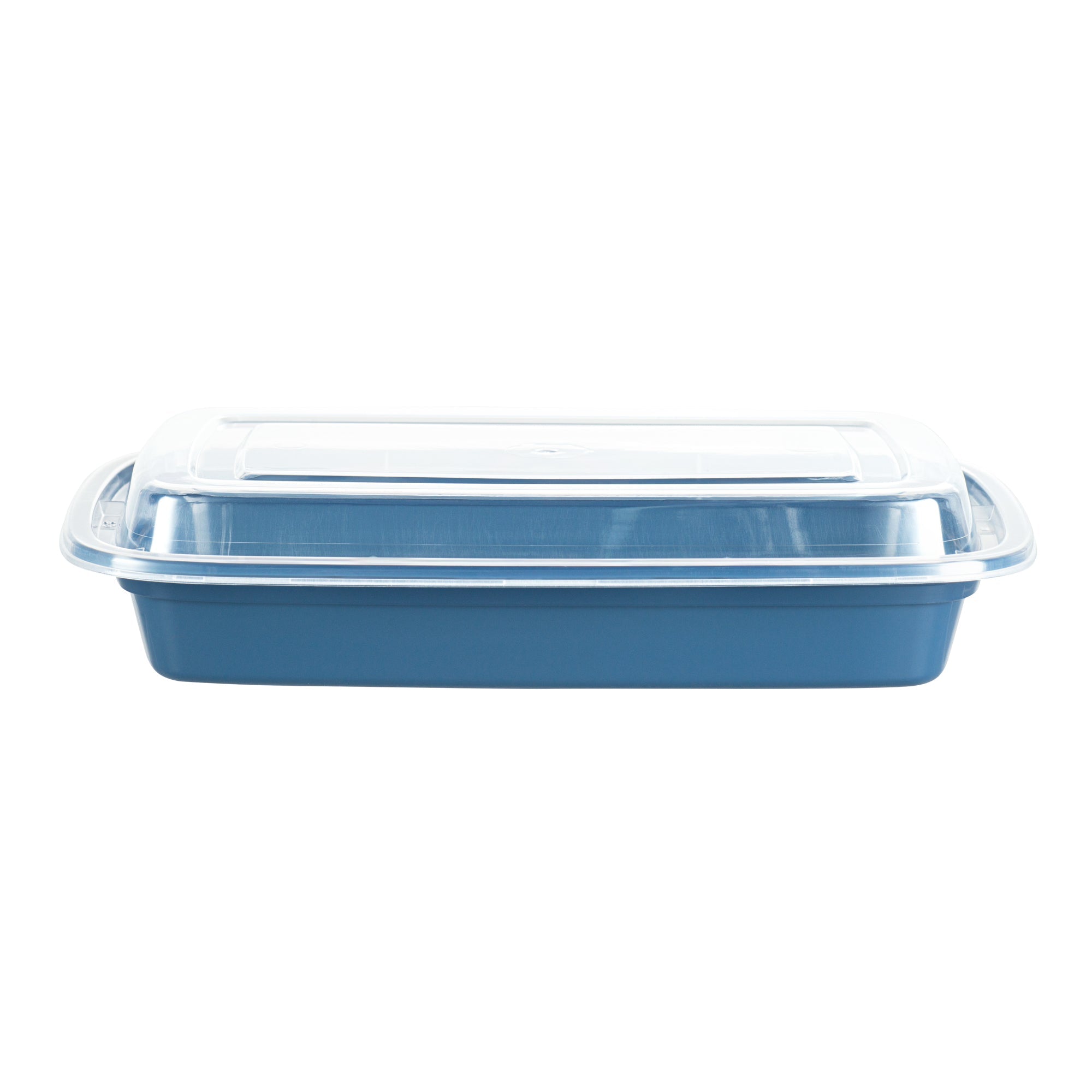 Asporto 16 oz Rectangle Midnight Blue Plastic To Go Box - with Clear Lid, Microwavable - 7 3/4" x 5 1/2" x 1 1/2" - 100 count box