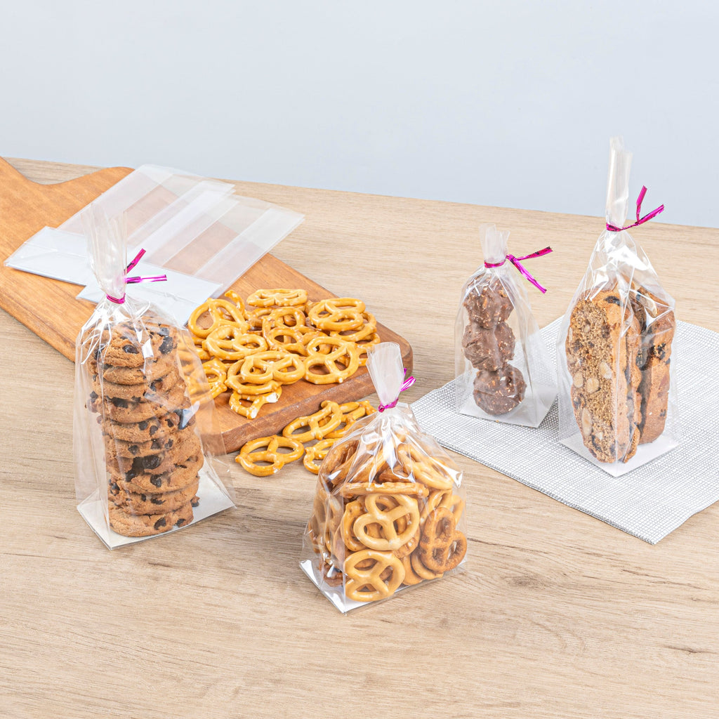 Bag Tek Clear Plastic Gusset Bag - Flat Bottom, Paper Insert, Heat Sealable - 3" x 2" x 6 1/2" - 100 count box