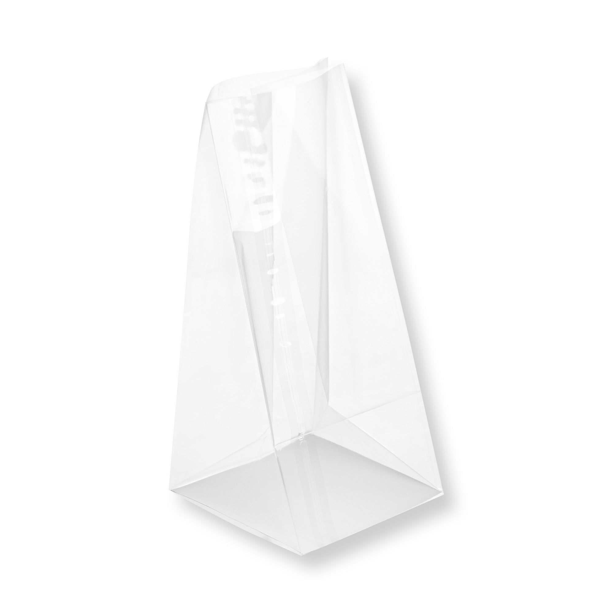 Bag Tek Clear Plastic Gusset Bag - Flat Bottom, Paper Insert, Heat Sealable - 4" x 4" x 9" - 100 count box