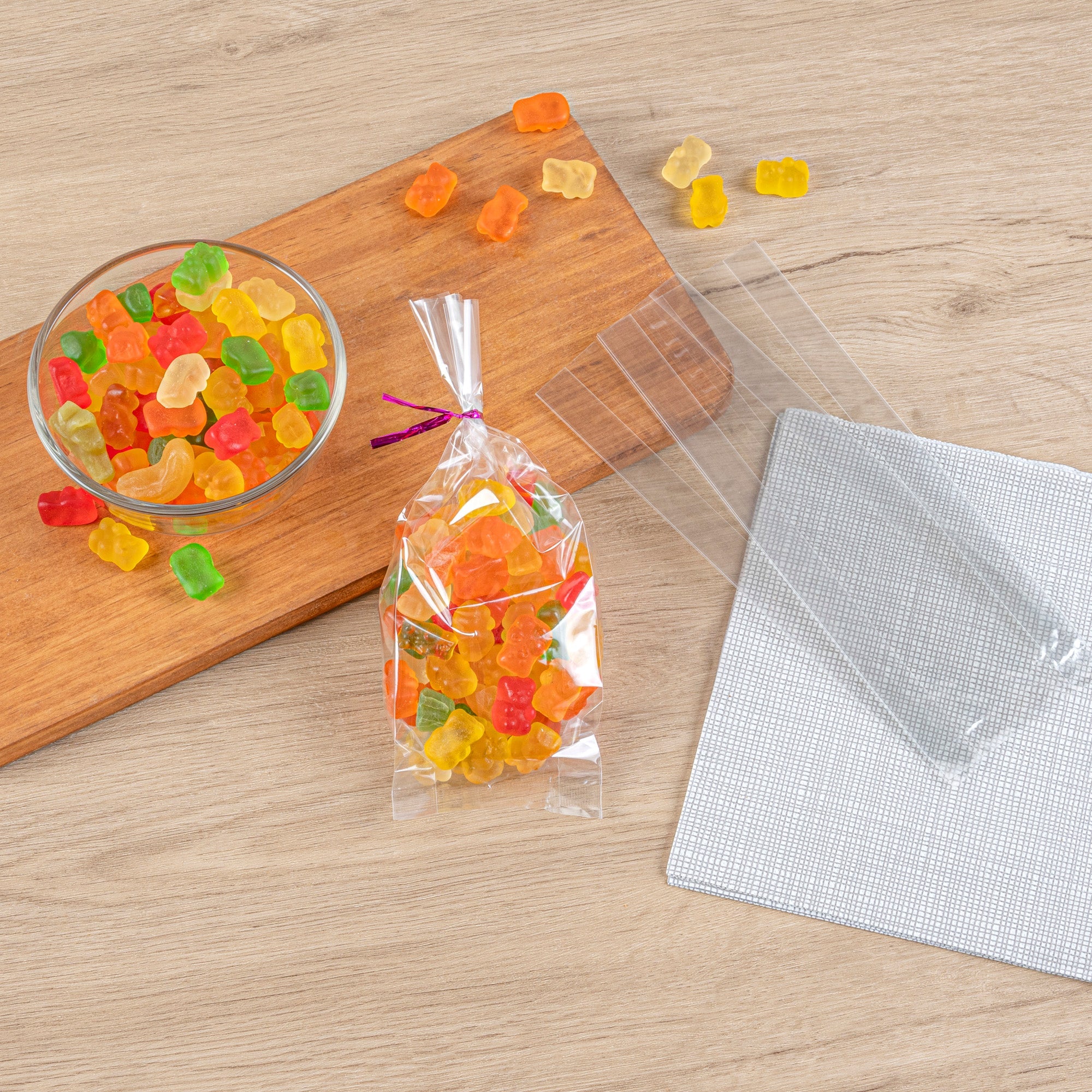 Bag Tek Clear Plastic Gusset Bag - High Clarity, Heat Sealable - 3" x 1 1/4" x 8 1/4" - 100 count box