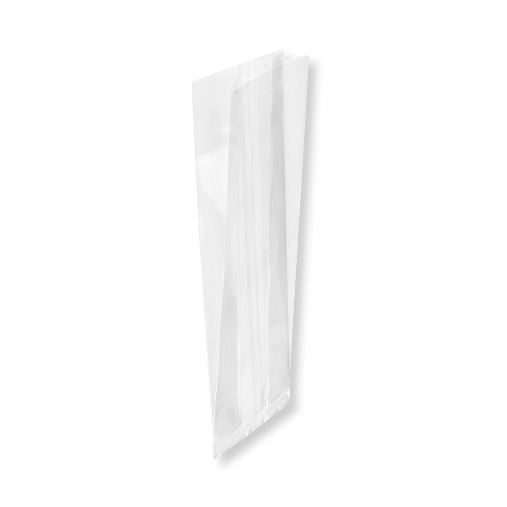 Bag Tek Clear Plastic Gusset Bag - High Clarity, Heat Sealable - 3 1/2" x 2 1/4" x 9 3/4" - 100 count box