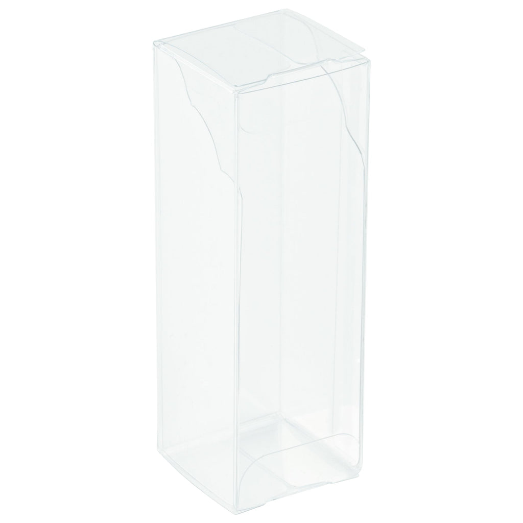 Sweet Vision Clear Plastic Candy Box - Tuck Top, with Sleeve - 1 1/2" x 1 1/2" x 4 1/4" - 100 count box