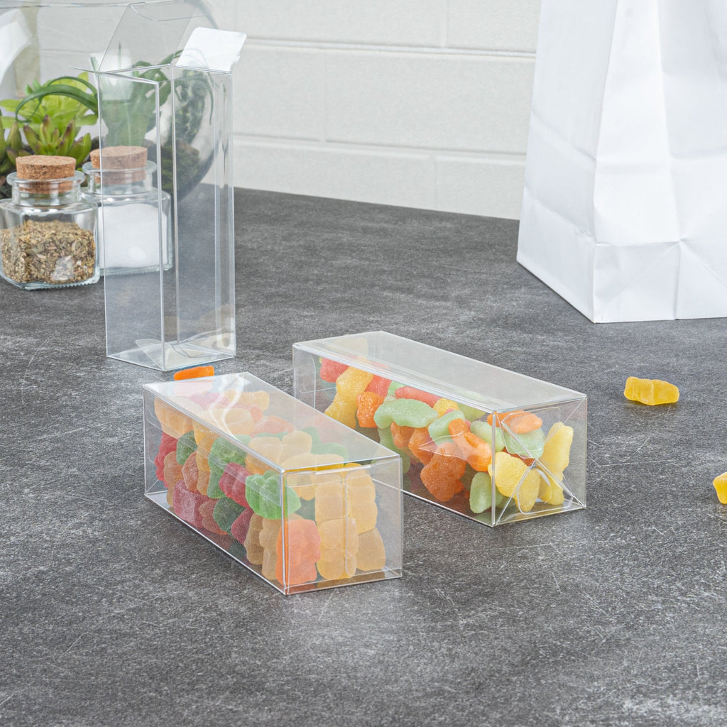 Sweet Vision Clear Plastic Favor Box - Tuck Top, Pop & Lock Bottom - 1 1/2" x 1 1/2" x 5" - 100 count box