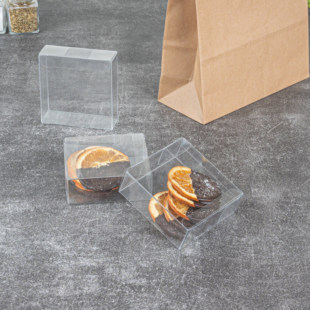 Sweet Vision Square Clear Plastic Candy Box - 3 1/4" x 1 x 3 1/4" - 100 count box